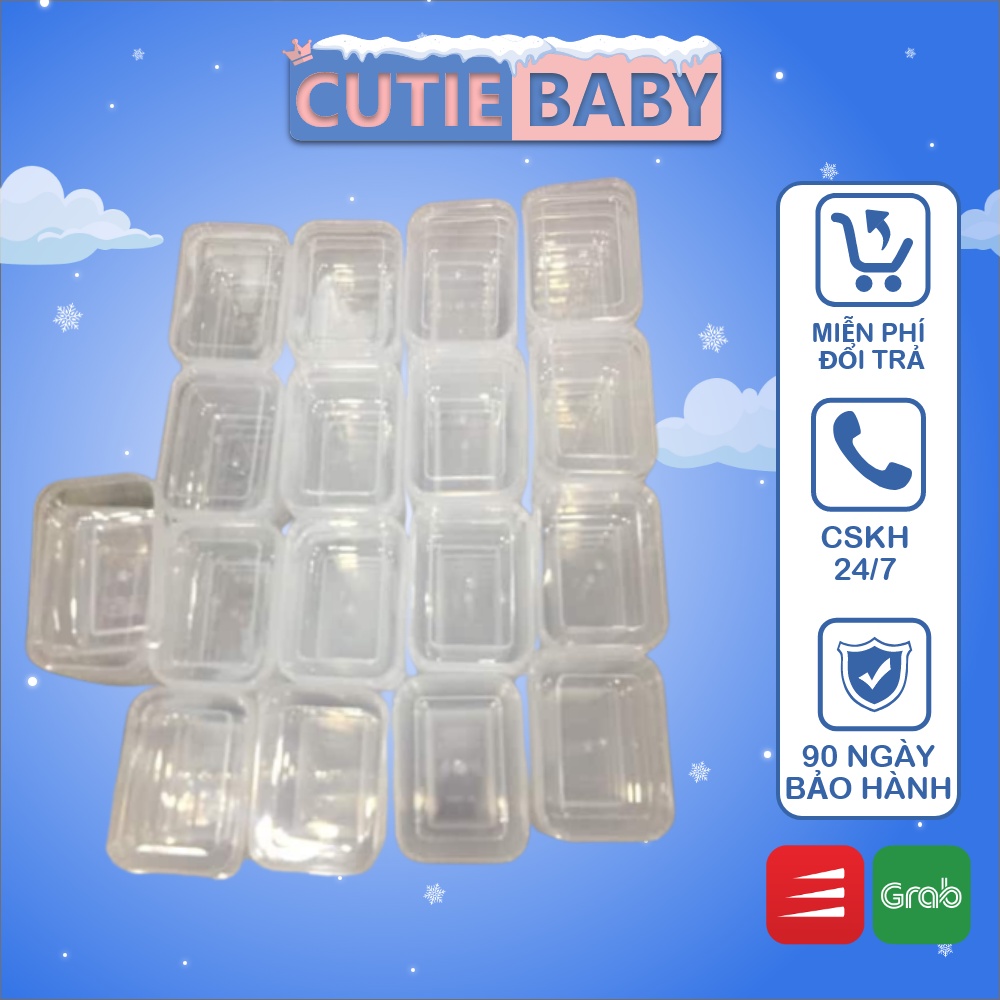 1 Hộp/Khay trữ đồ đông dẹt, chia thức ăn dặm Cutiebaby 100ml/300ml nhựa Việt Nhật cho bé, trẻ trai,gái - An toàn