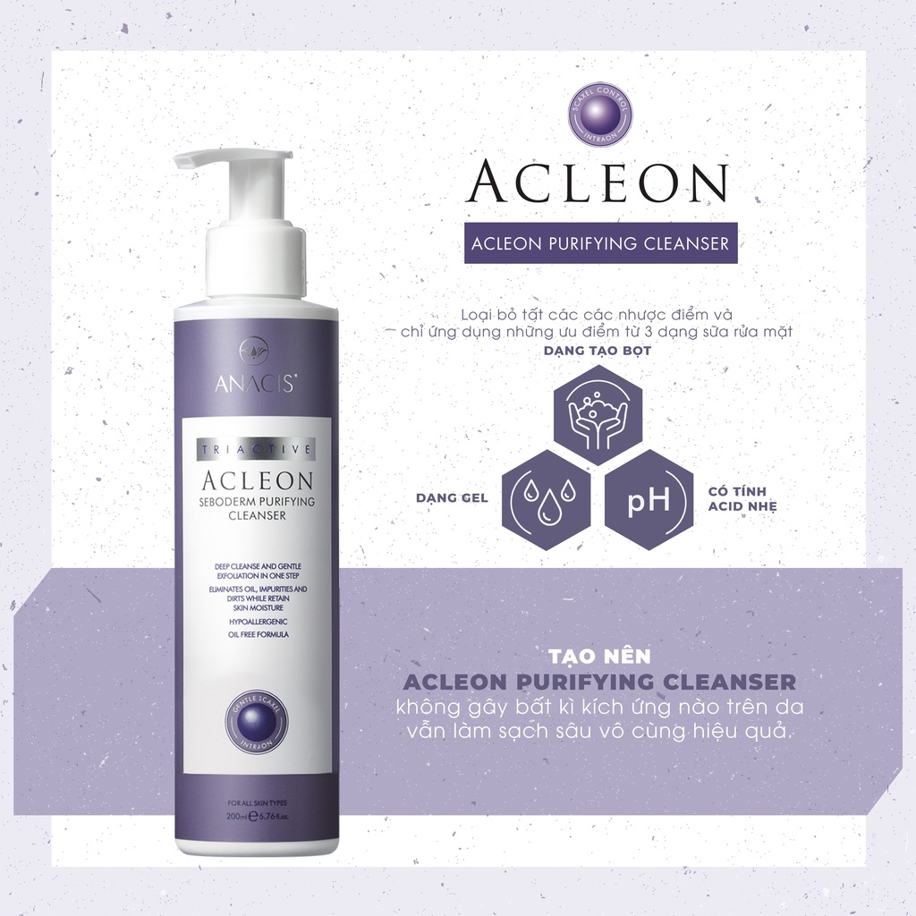 Sữa rửa mặt cho da dầu mụn Acleon Purifying Cleanser thương hiệu Anacis dung tích 200ml