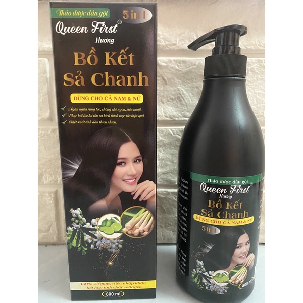 Dầu gội bồ kết sả chanh 800ml ngăn ngừa rụng tóc, giảm gàu hiệu quả, giúp tóc suôn mượt óng ả,  Dầu gội bồ kết thảo dược
