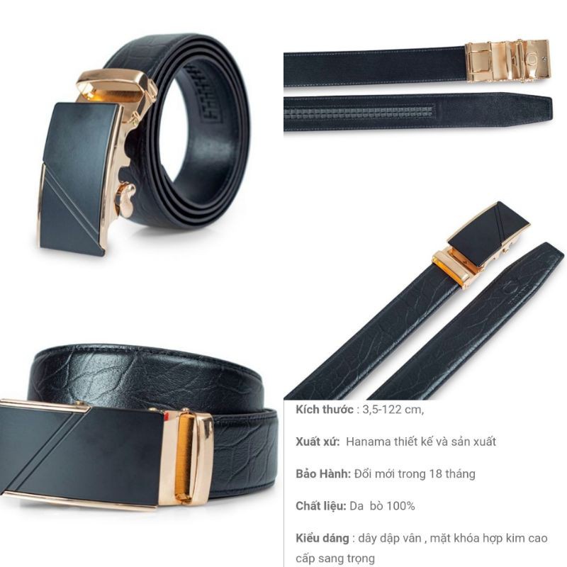 Dây lưng da bò dập vân cá sấu - Da thật 100% - Chính hãng Xịn