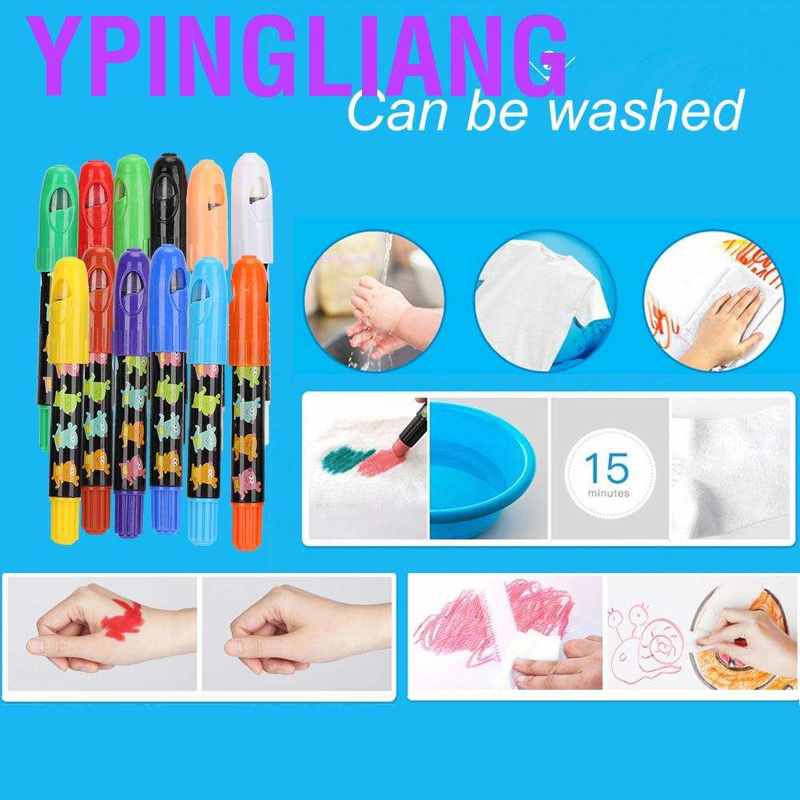 Ypingliang 12 Colors Painting Oil Pastel Set Washable Rotating Crayon Stick for Artist Kid School Stationery