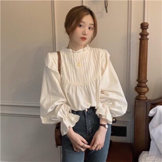 Áo sơmi babydoll tay bồng