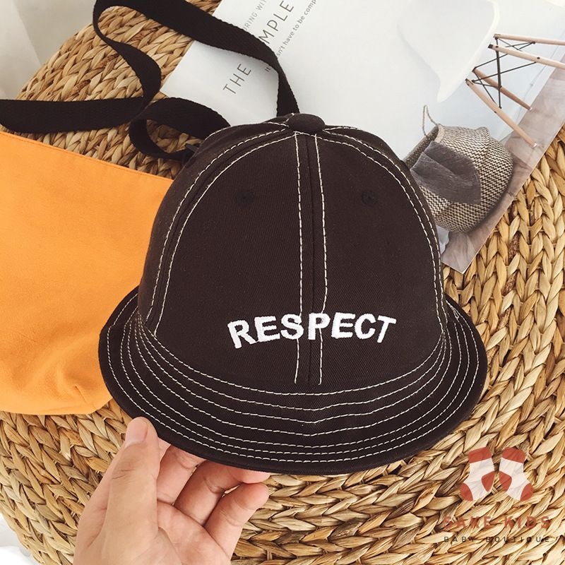 Mũ Nón Vải Cho Bé - Mũ vành tròn thêu chữ RESPECT siêu xinh cho bé trai bé gái phong cách Hàn Quốc mẫu mới nhất