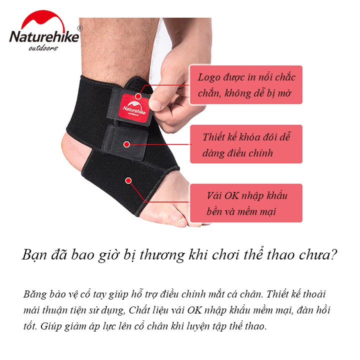 Băng quấn bảo vệ cổ chân leo núi, chạy bộ, tập thể thao du lịch dã ngoại Naturehike HH05A002-B ( 1 CHIẾC )