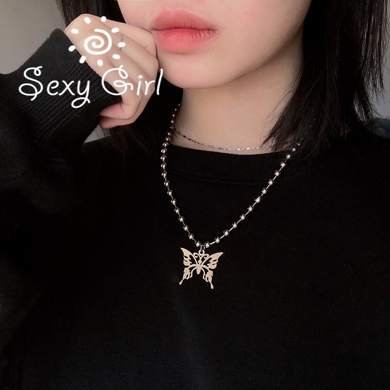 Vòng cổ Inox Mặt Hình Bướm Dễ Thương Cho Nữ