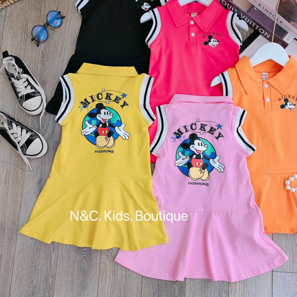 Váy bé gái cố trụ sát nách mickey 5 mầu XHN958