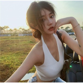 áo yếm dệt kim cổ V