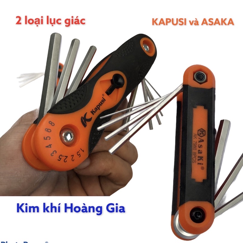Bộ lục giác cầm tay 8 chi tiết Asaki và Kapusi Nhật Bản bảo hành chất Lượng
