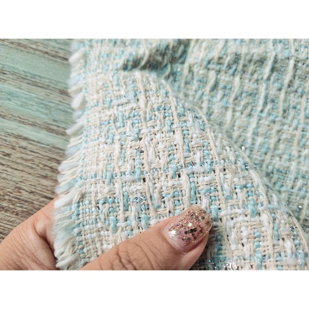 Vải dạ tweed màu xanh mint