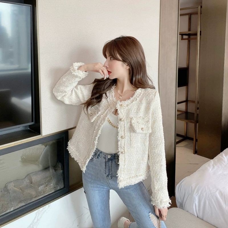 (SẴN) Áo dạ tweed phong cách thanh lịch T10 | BigBuy360 - bigbuy360.vn