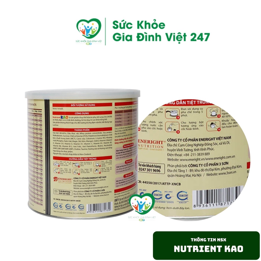 Sữa Nutrient Kao 700g - Dinh dưỡng giúp trẻ phát triển thế chất và trí tuệ