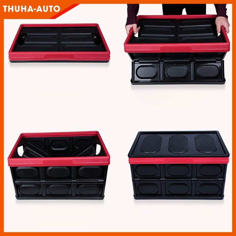 Thùng đựng đồ để cốp ô tô co giãn lò xo gấp gọn nhựa ABS thể tích lớn đến 40 lít đa năng đựng được đồ ăn hải sản