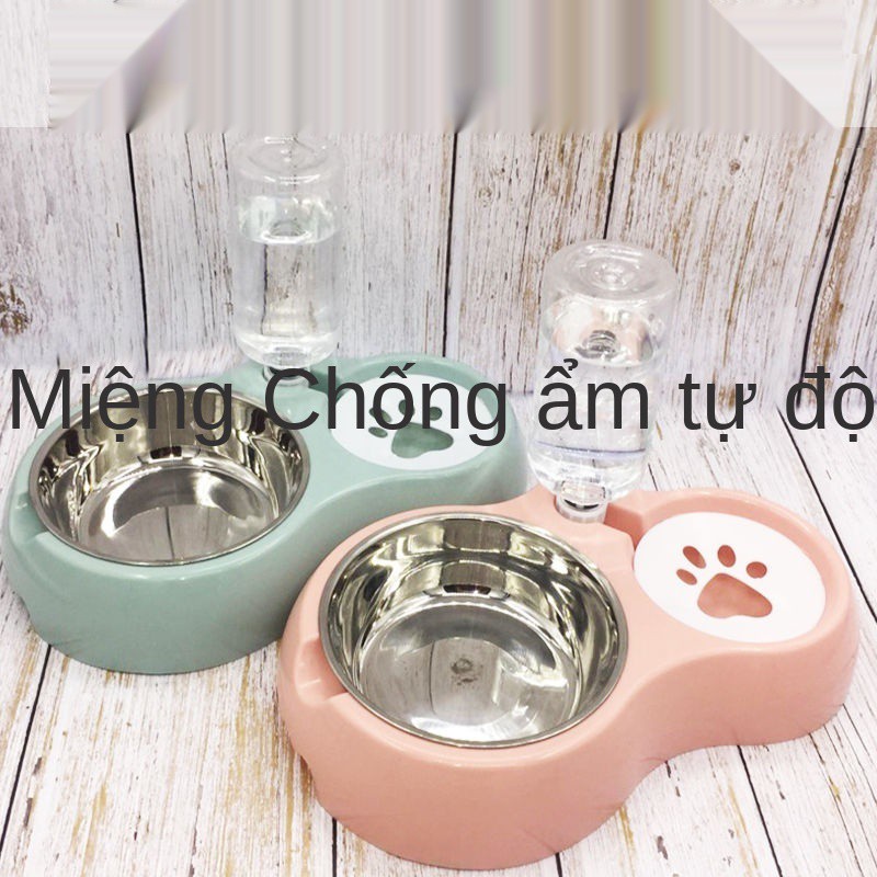 Đồ dùng cho thú cưng, bát đôi, uống nước tự động, bát không ướt miệng cho chó cưng Bát ăn cho mèo, bát cho mèo bông, bát