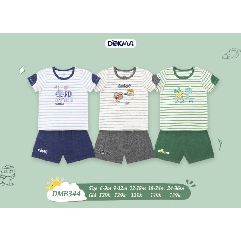 (6->12 tháng) Bộ cộc tay cài vai Dokma, chất vải sợi tre cao cấp siêu mềm mát (DMB344)