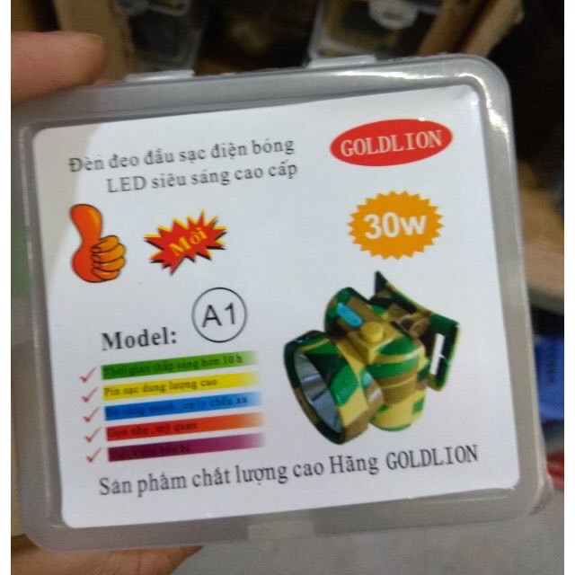 Đèn pin đội đầu siêu sáng rằn ri bộ đội Gold Lion A1