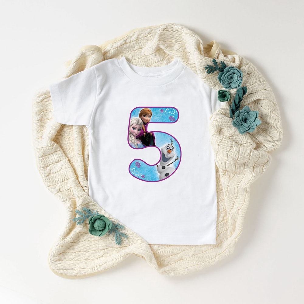 Áo thun bé gái in hình công chúa Elsa Mừng Sinh Nhật bé  siêu cute, chất liệu cotton thoáng mát SSSHOP