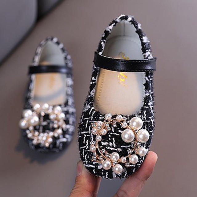 Giày búp bê cho bé gái đính ngọc trai giả, phong cách Hàn Quốc xinh xắn, size 21 - 30 [ hàng order ]