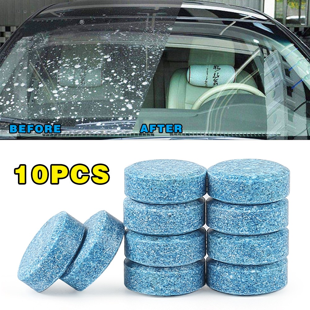 Bộ 10 Viên sủi nén rửa kính xe ô tô tẩy siêu sạch tạo hiệu ứng lá sen chống bám nước mưa phụ kiện ô tô Mộc Lan
