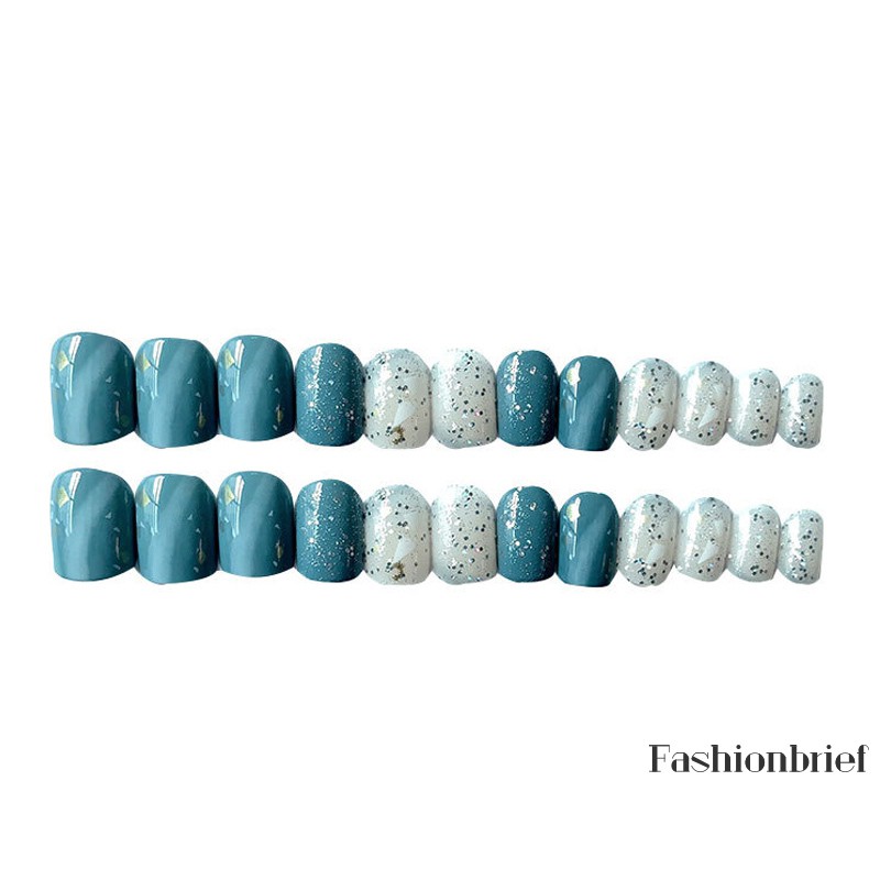 Set 24 Móng Tay Giả Họa Tiết Đá Cẩm Thạch Thời Trang Cho Nữ