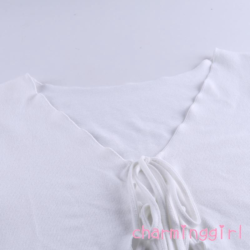 Áo Dệt Kim Tay Ngắn Cổ Chữ V Khoét Sâu | BigBuy360 - bigbuy360.vn