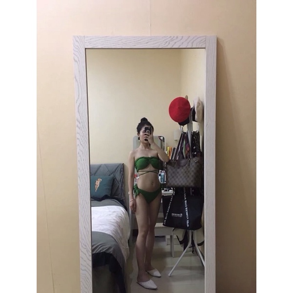 [ MẪU MỚI+ KHÁCH MẶC] Bikini 2 mảnh ngực xoắn màu xanh rêu