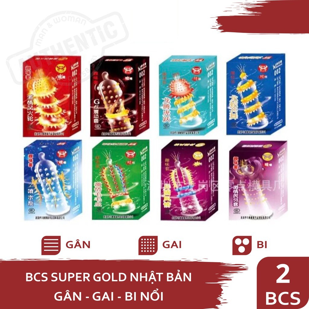 [CHÍNH HÃNG] BAO CAO SU SUPER GOLD Hộp 2 Cái - Bcs Cao cấp CÓ GÂN, GAI, BI từ NHẬT BẢN tạo Cảm Giác Thăng Hoa Cho CẢ 2