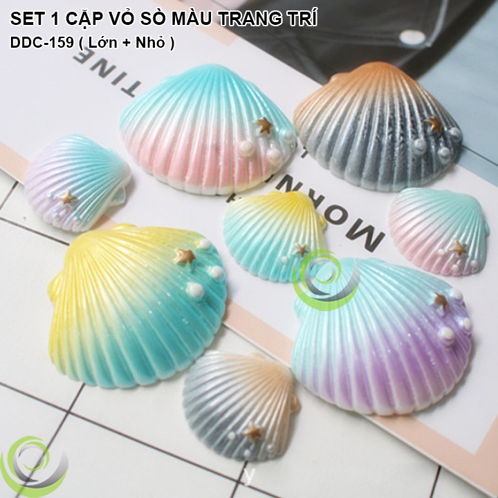 SET COMBO 1 CẶP LOGO ICON VỎ SÒ MÀU TRANG TRÍ DECOR CHỤP ẢNH SẢN PHẨM CHỤP HÌNH INS DDC-159