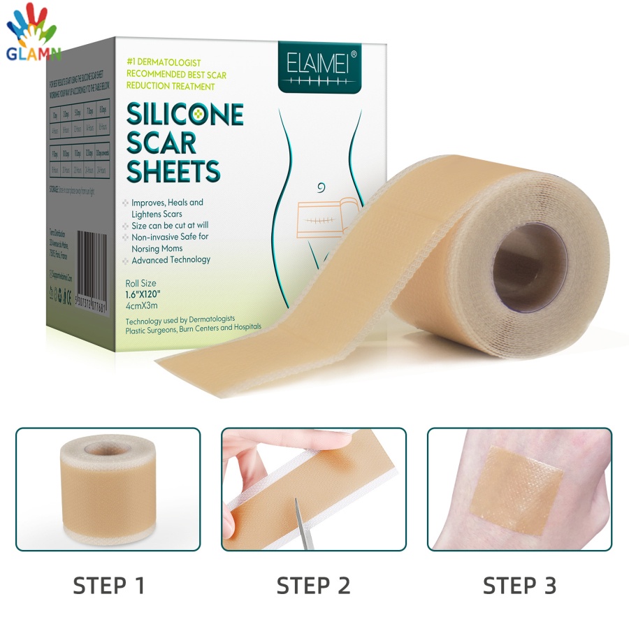 Miếng Dán Silicone Gel ELAIMEI Dùng Hỗ trợ giảm sẹo Và Vết Sẹo Có Thể Tái Sử Dụng