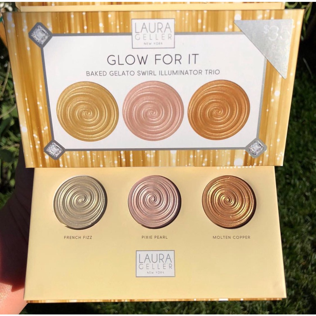 Phấn bắt sáng Laura Geller Glow for it Baked Gelato Swirl Illuminator trio