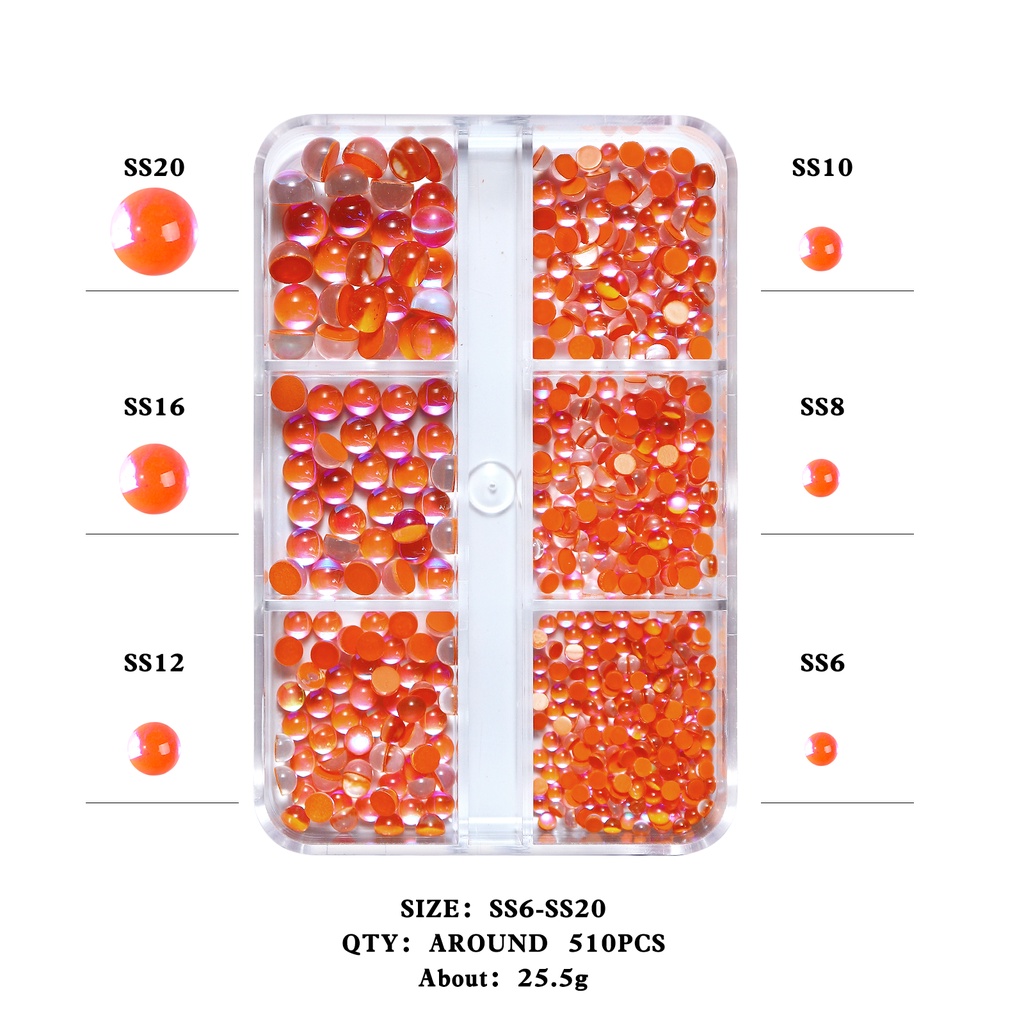 Hộp 510 đá trang trí móng nghệ thuật 3D Misscheering SS3-SS10 nhiều màu sắc độc đáo