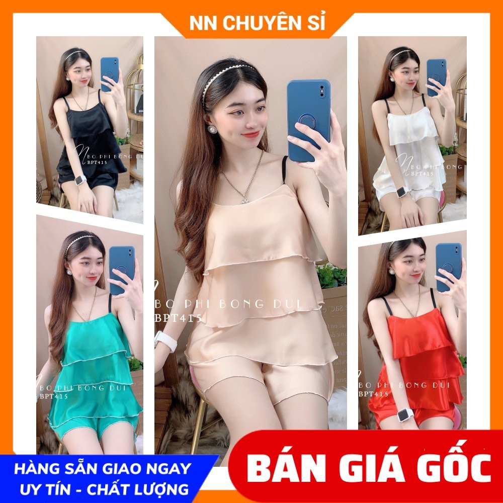 Đồ bộ phi bóng đùi 3 tầng mặc nhà cực xinh BPT415 ⚡Ảnh thật⚡ Đồ bộ nữ