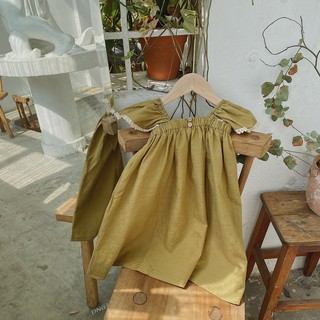 Đầm xanh cốm linen