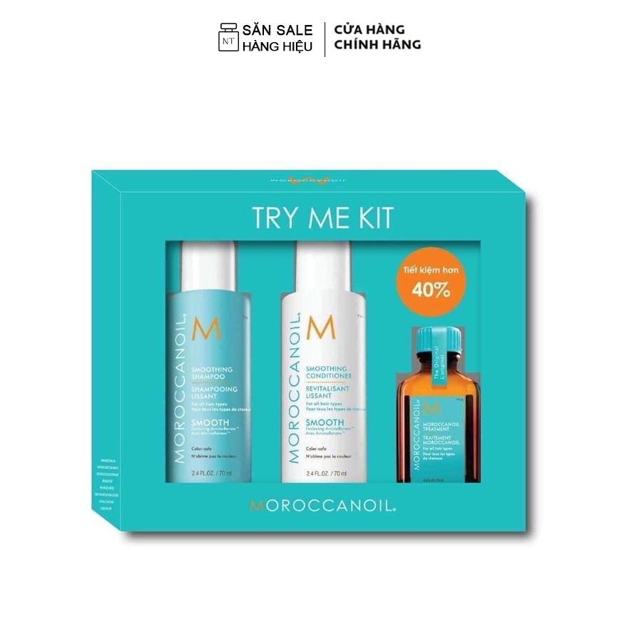 Bộ sản phẩm Moroccanoil Try Me Kit (Gội 70ml + Xả 70ml + Tinh dầu 15ml)