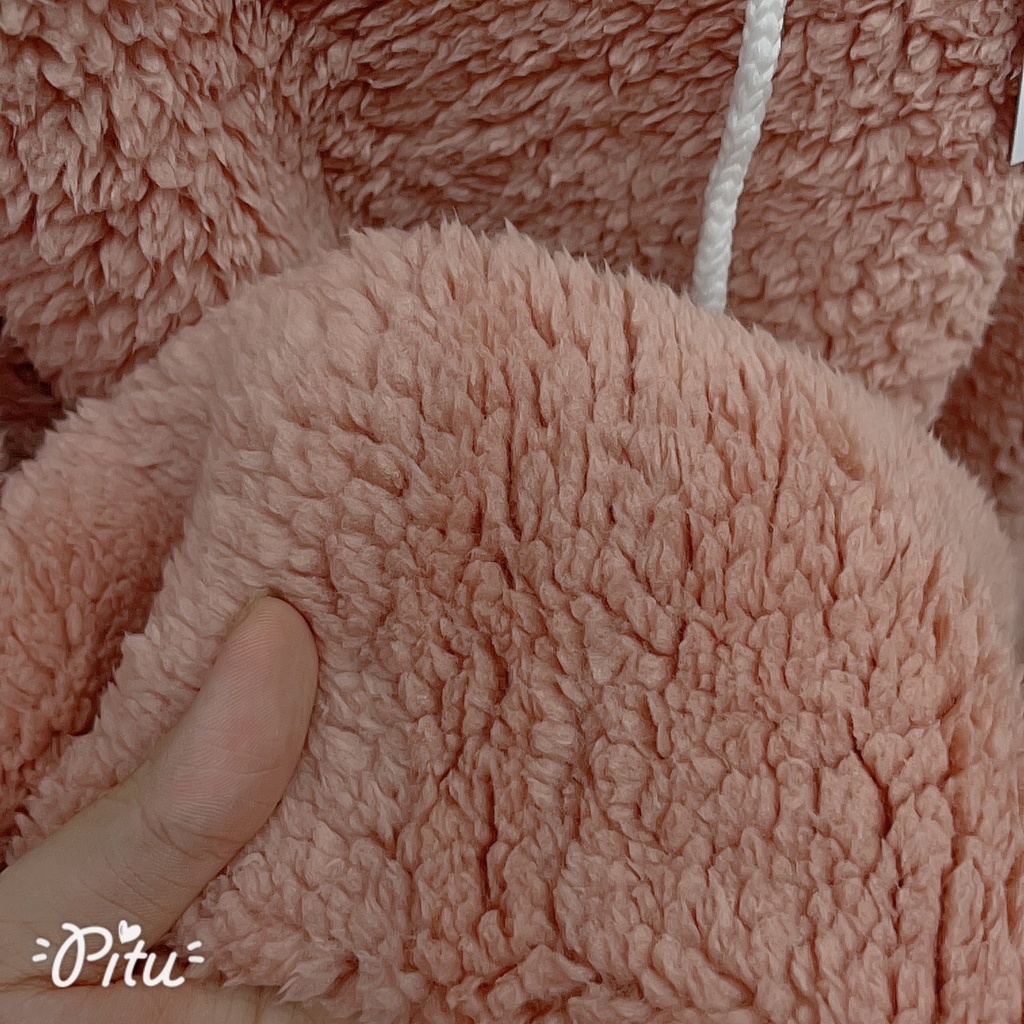 Áo khoác lông gấu tai xù đáng yêu, có 3 màu đen, trắng, hồng, có ảnh và video thật