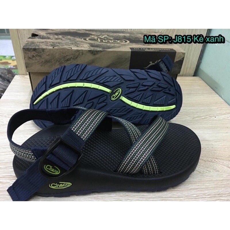 Dép chaco, dép sandal chaco mã j815 kẻ xanh , dep chaco, chaco - ảnh thật _Vn(8 !