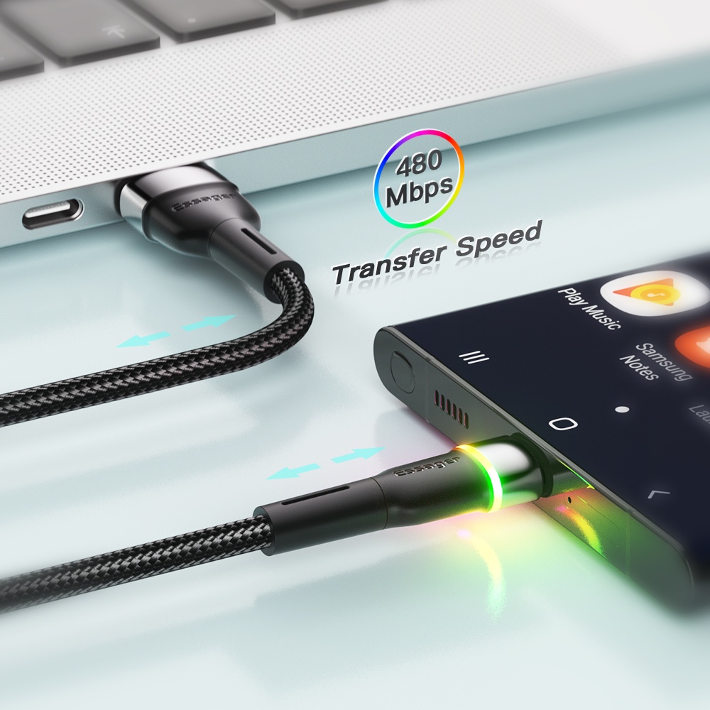 Dây cáp sạc nhanh Essager USB Type C 3A chất lượng cao cho điện thoại Xiaomi Redmi Mate Samsung