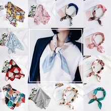 Khăn vuông lụa satin quấn đầu phong cách Retro thanh lịch