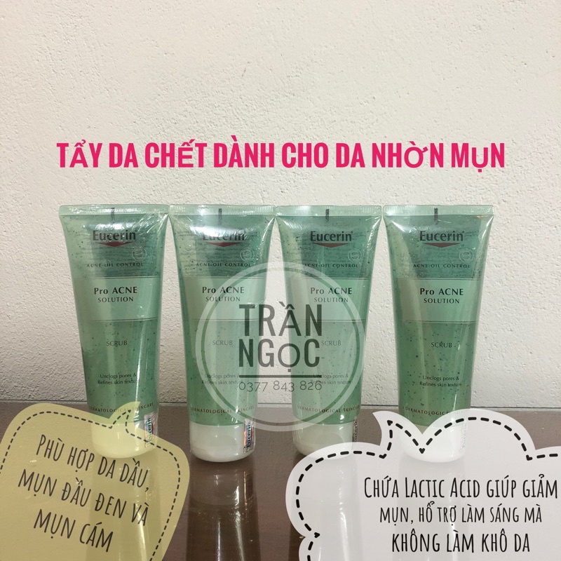 Tẩy Tế Bào Chết Eucerin Acne-Oil Control Pro Acne Solution Scrub 100ml - Giảm Dầu, Ngăn Ngừa Mụn