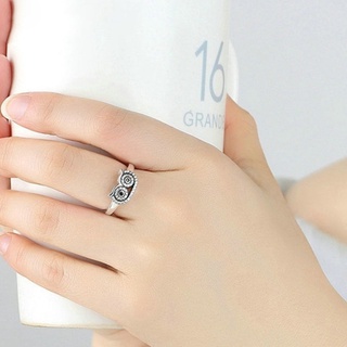 Nhẫn Mạ Bạc Hình Cú Mèo Đính Đá Mắt To