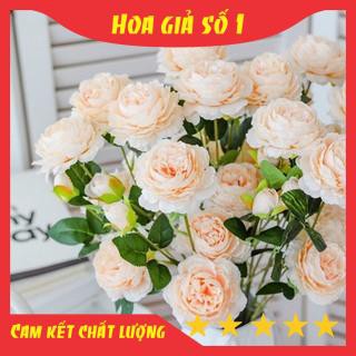 Hoa giả, hoa hồng lụa giả cắm lọ, cành 1 bông, trang trí phòng khách, làm sự kiện