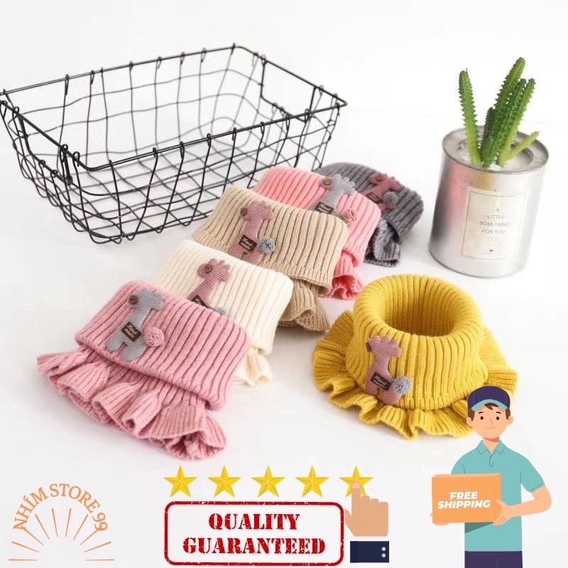 Khăn len cổ nhún dạng ống hình hươu dễ thương cho bé