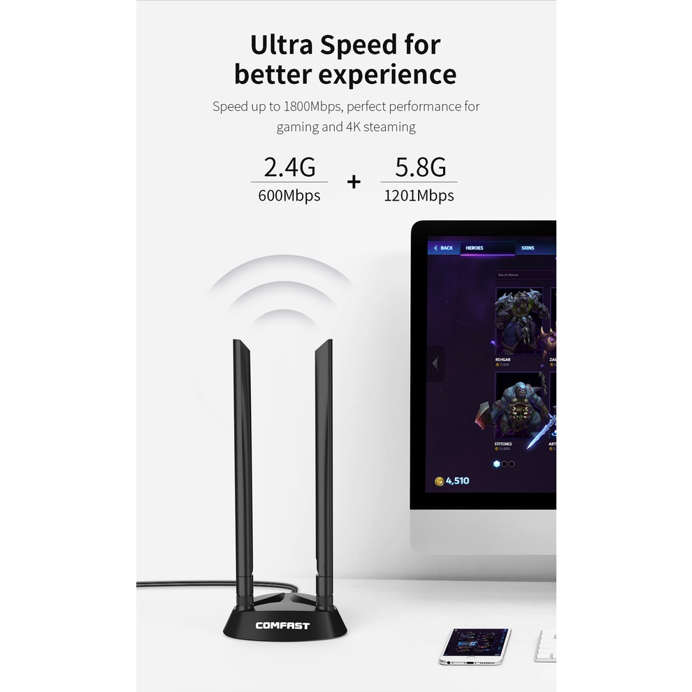 COMFAST Thẻ Mạng WiFi 1800Mbps Băng Tần Kép 2.4GHz & 5.8GHz 6 PCI-E 801.A AX180 Series wifi6 PCIE-X Cho Win10 / 11