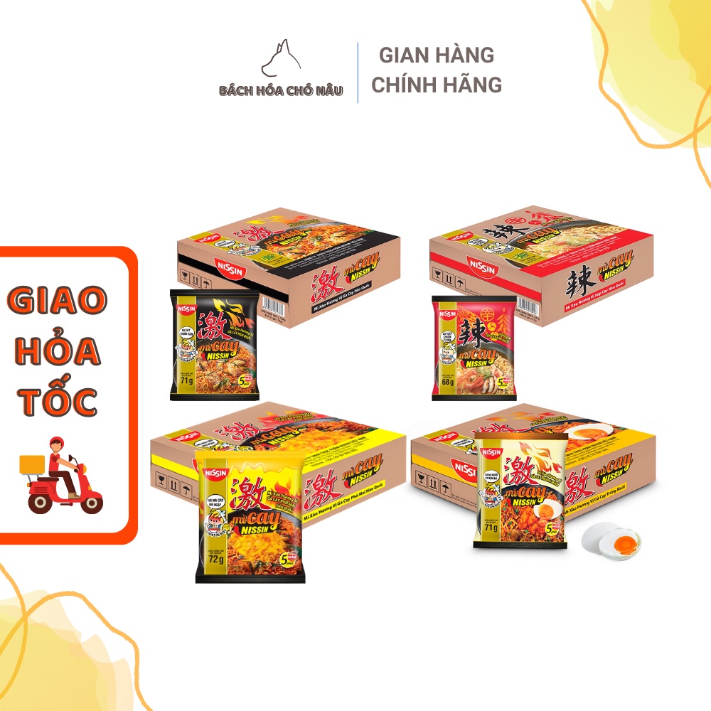 Thùng Mì Cay NISSIN 30 Gói Đủ Hương Vị Thơm Ngon Gà Cay Phô Mai 71G/Gói [Date Mới] [Hàng Chính H
