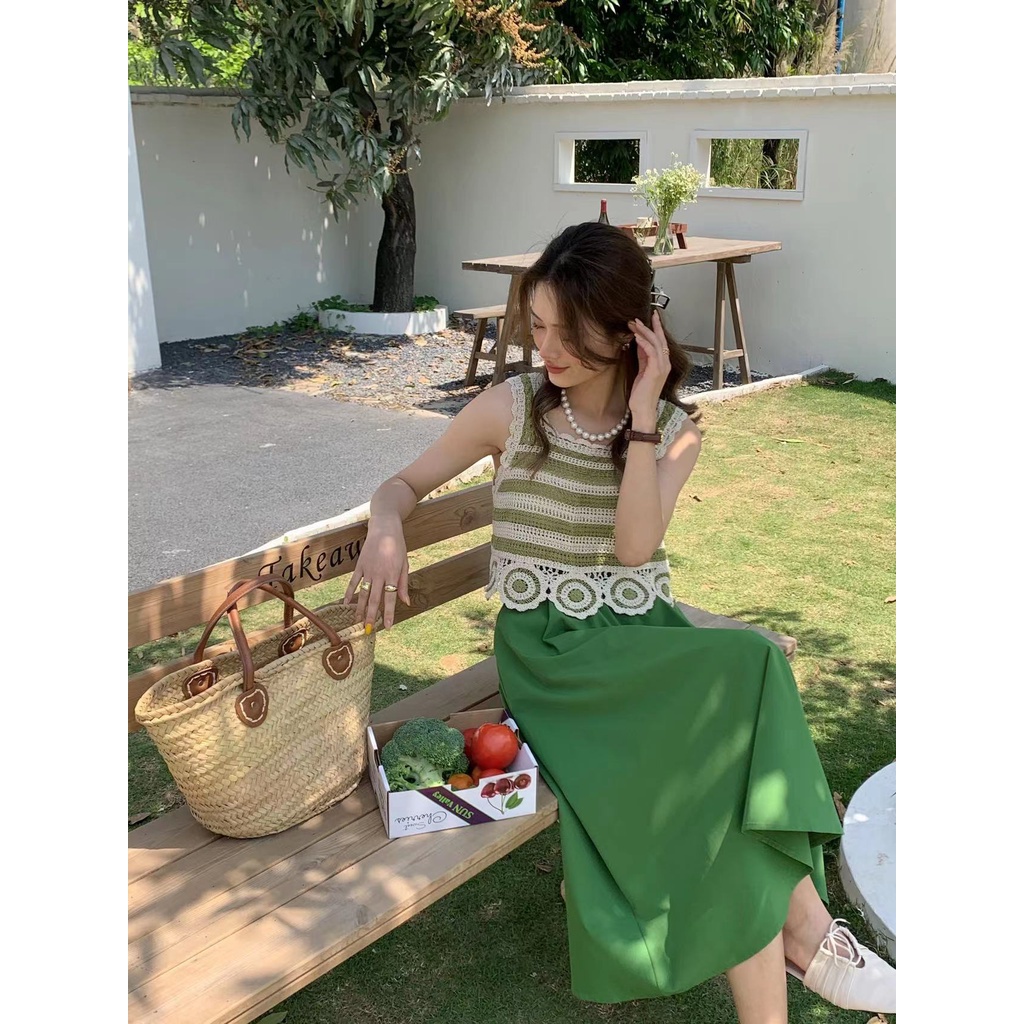 DUNEA Áo Tank Top Dệt Kim Màu Sắc Xinh Xắn Cho Nữ