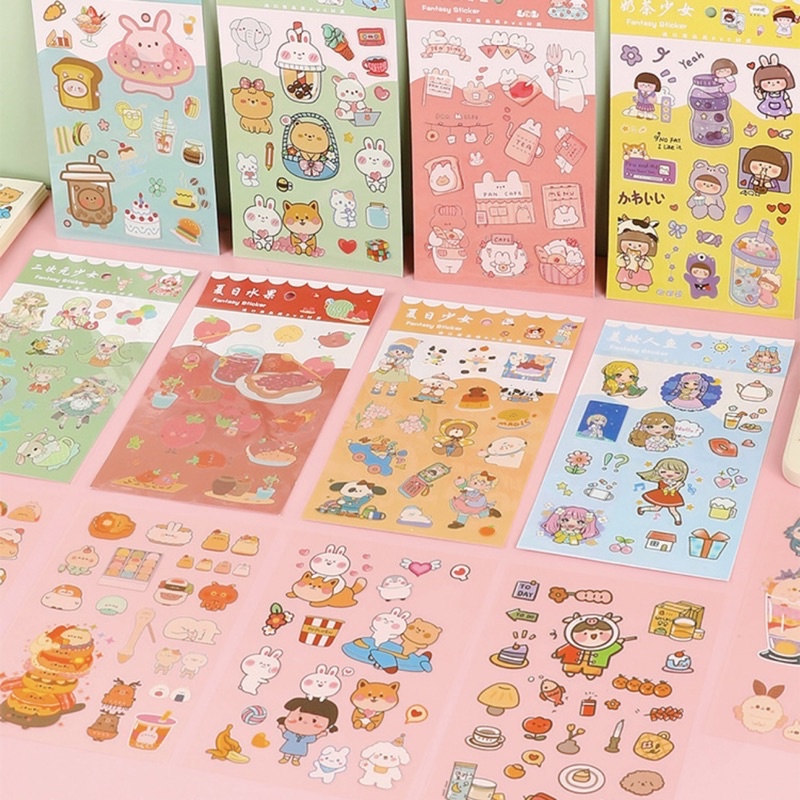 Bộ 6 Tấm Sticker Trong Suốt Dễ Thương Chọn Mẫu- Tiệm Ốc Sột - ST024