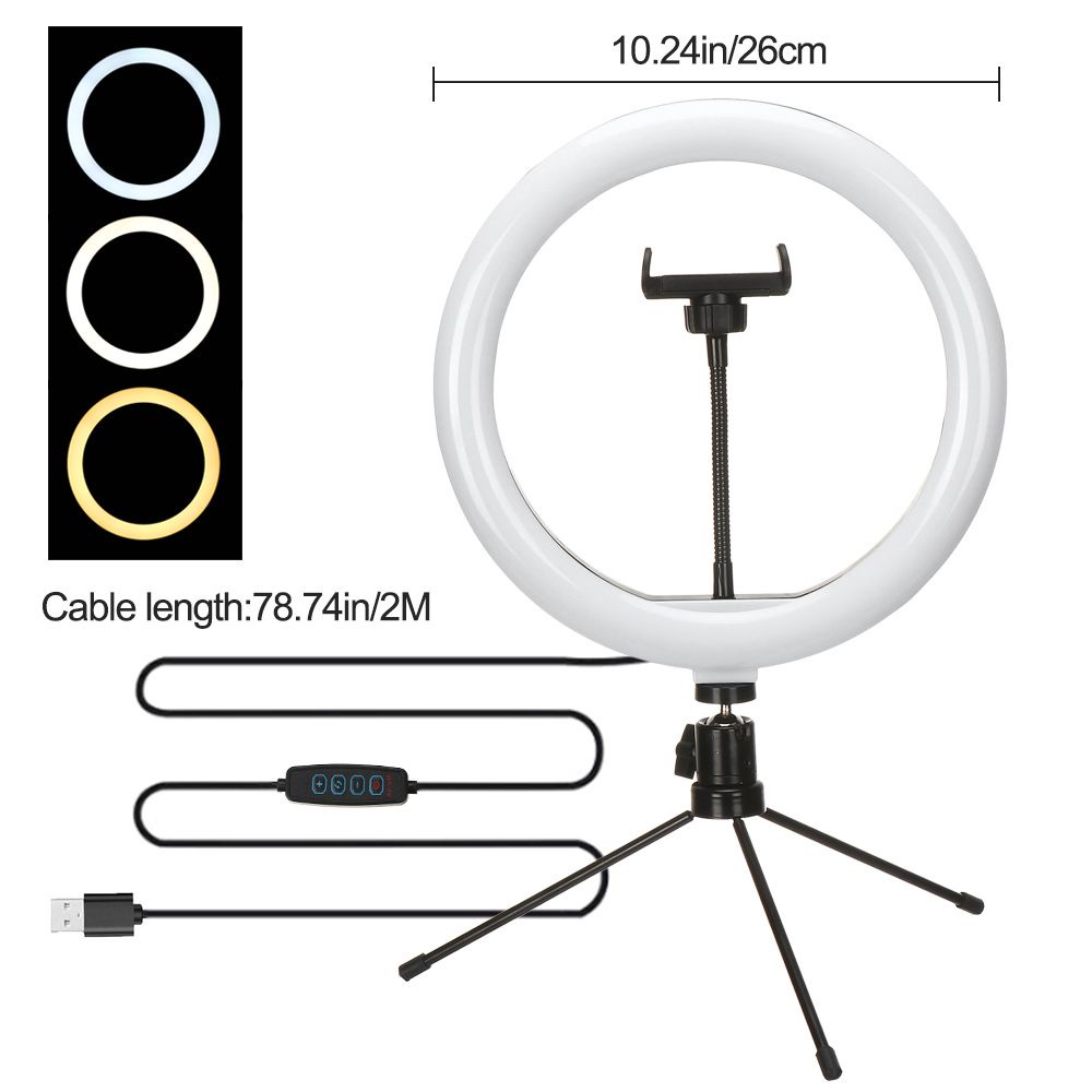 Vòng đèn LED 10 inch kèm giá đỡ ba chân hỗ trợ trang điểm quay video trực tiếp&lt;br&gt;