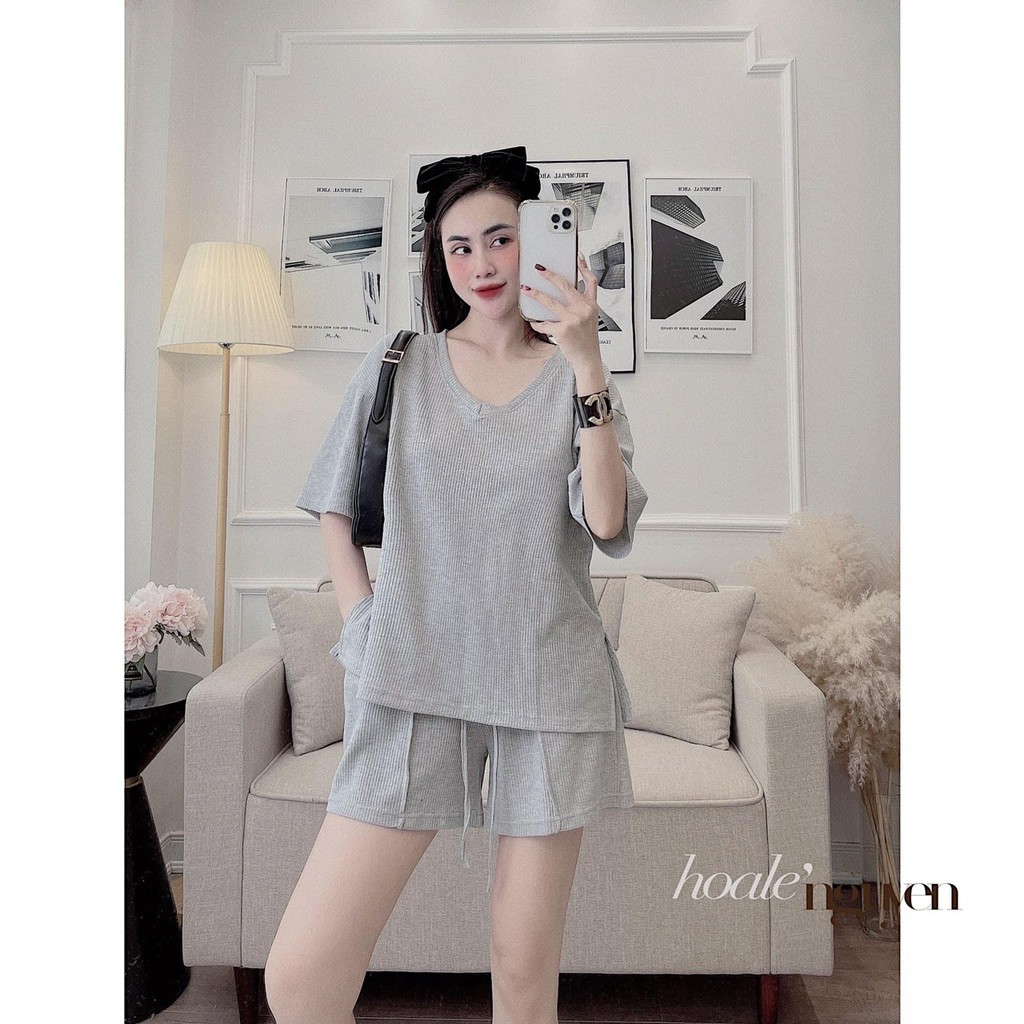 Set Pull Cổ Tim Trơn Bộ Đùi Nữ | BigBuy360 - bigbuy360.vn