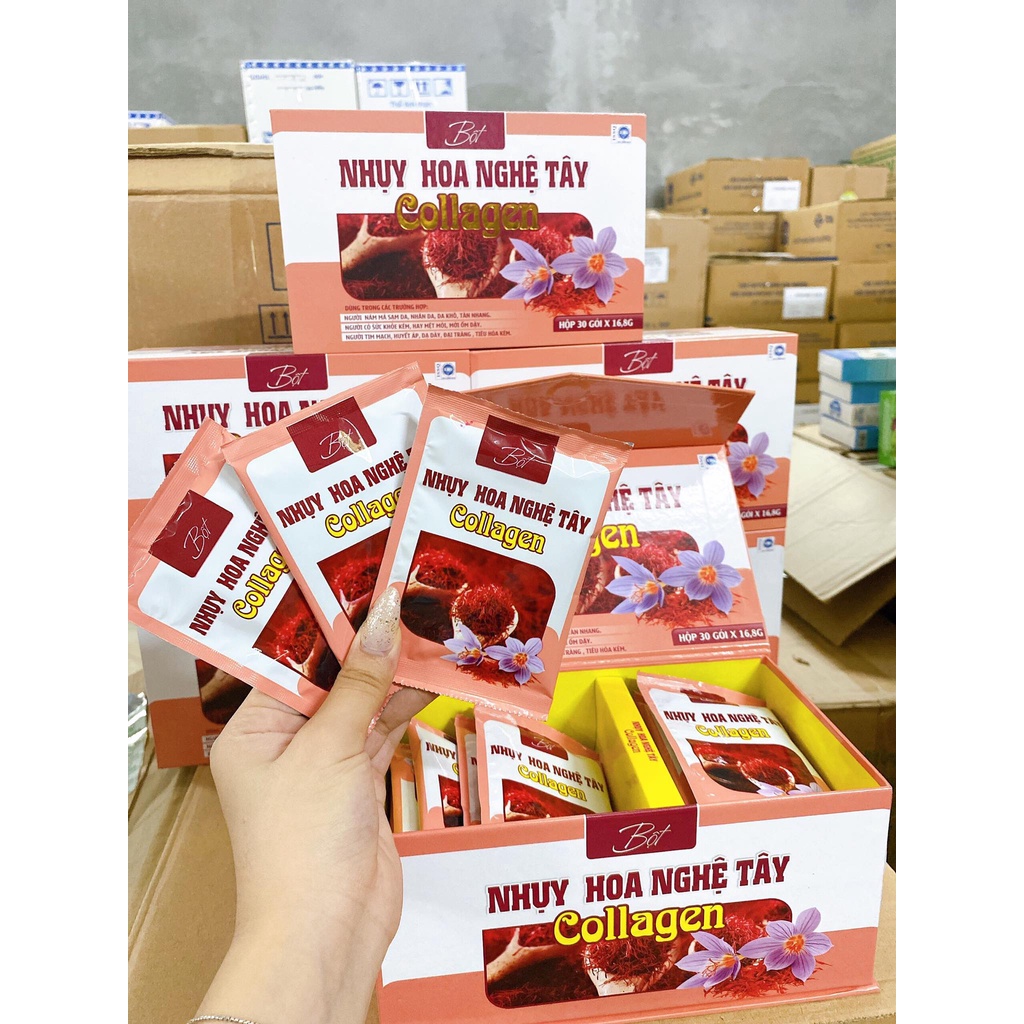 Nhụy Hoa Nghệ Tây Collagen Hỗ Trợ Đẹp Da Chống Lão Hóa ( Hộp 30 gói )