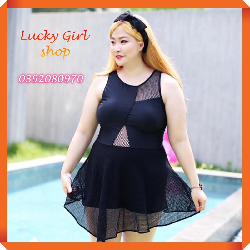 👙[SIÊU CHẤT-BIG SIZE] Bikini Đồ Bơi Bộ Bơi Liền Thân Kín Đáo Che Bụng Pha Ren Cách Điệu Cho Người Béo - Lucky Girl shop