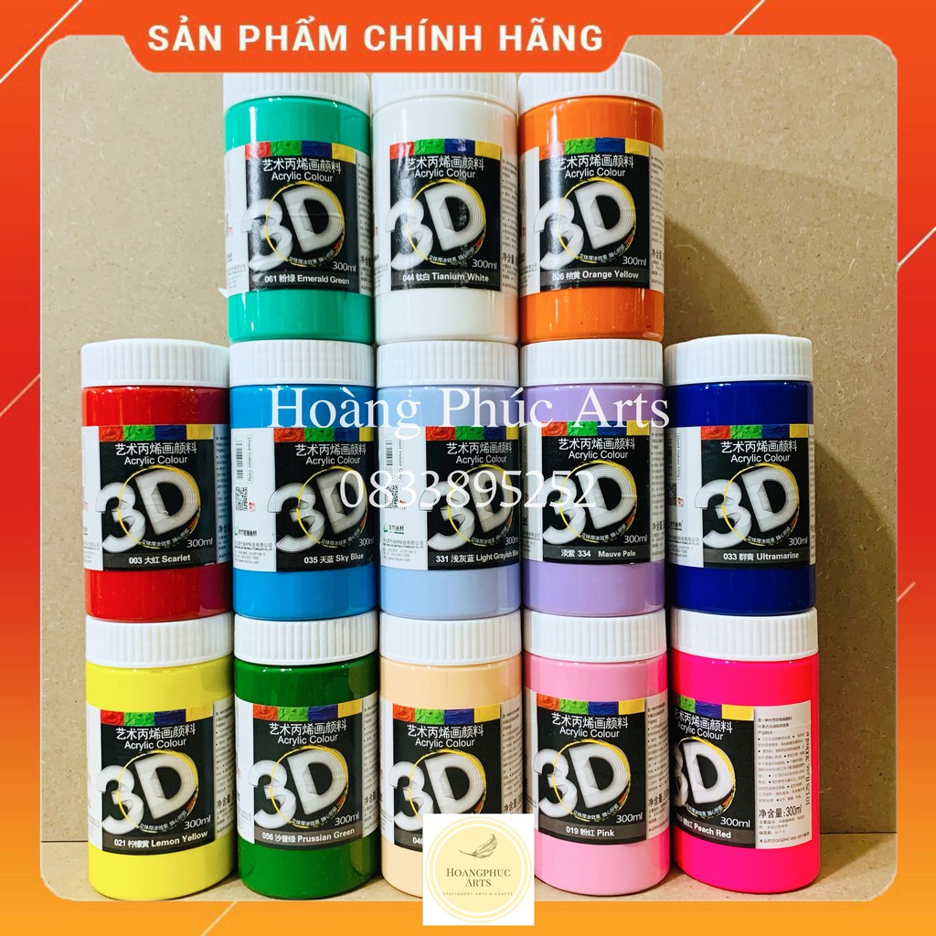 RẺ NHẤT] MÀU ACRYLIC 3D LỌ 300ML